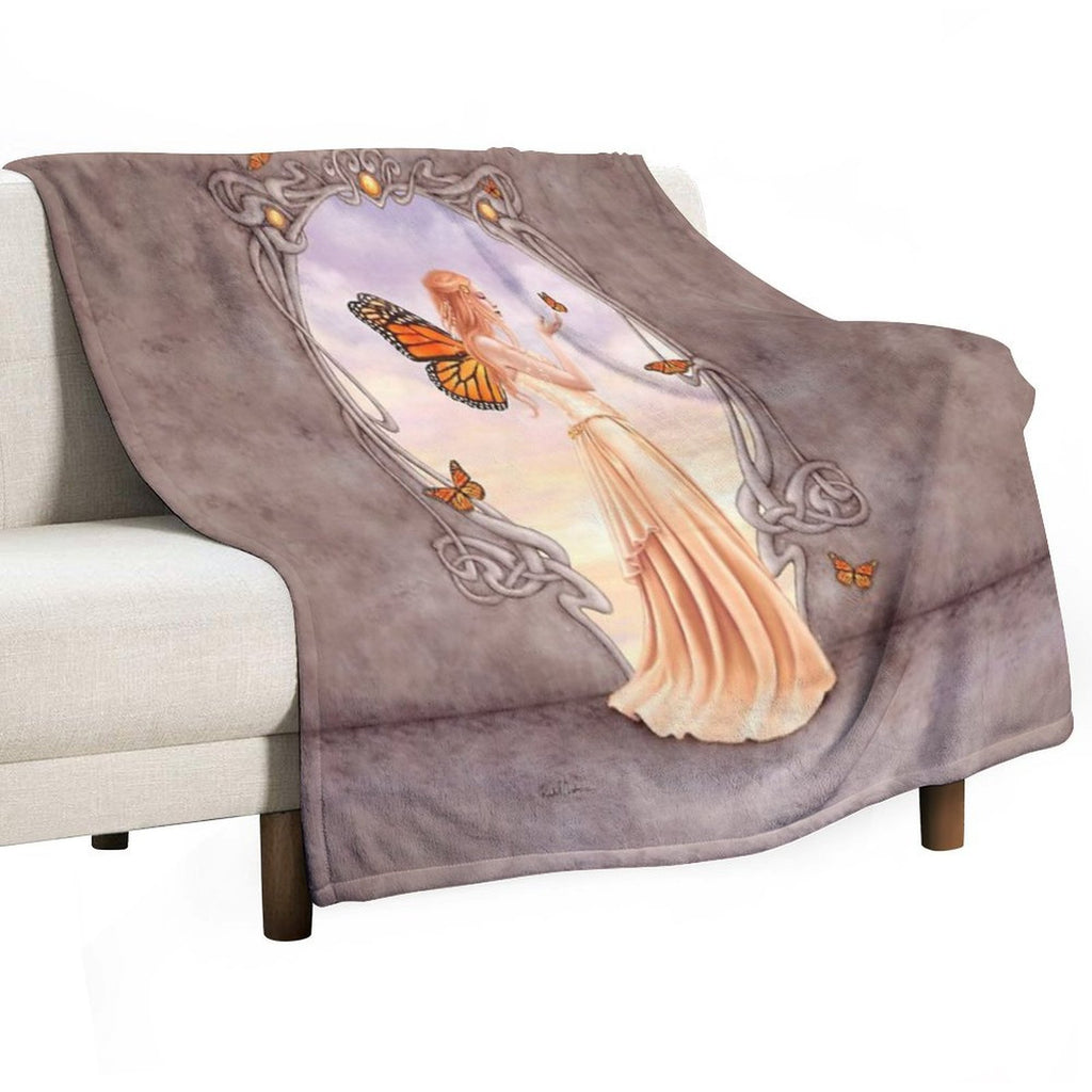 Citrine Birthstone Fairy Travel-friendly Throw Blanket
