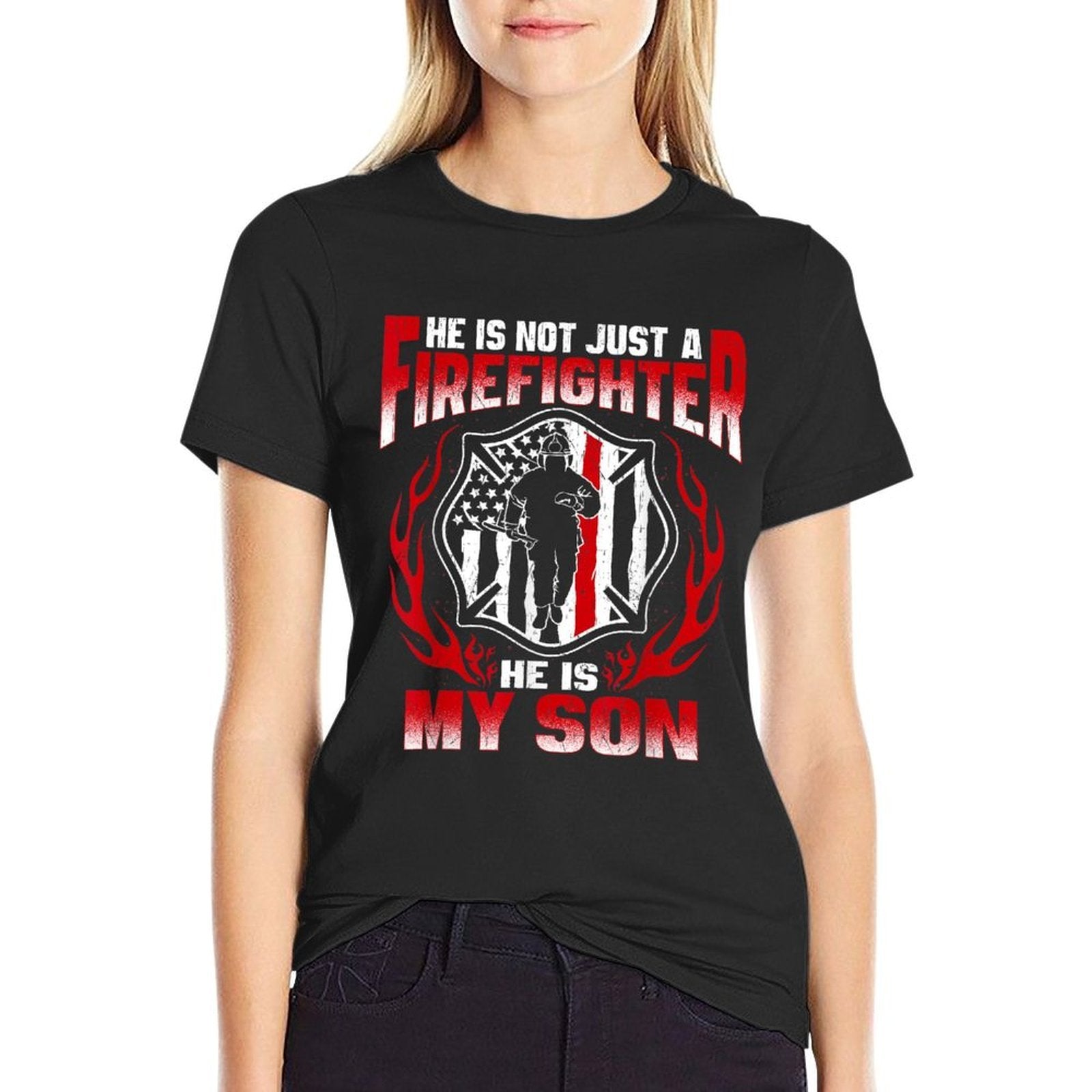 My Son Is A Firefighter Hero Proud Family Fire Mom Dad Gifts  Polyester Blend T-Shirt