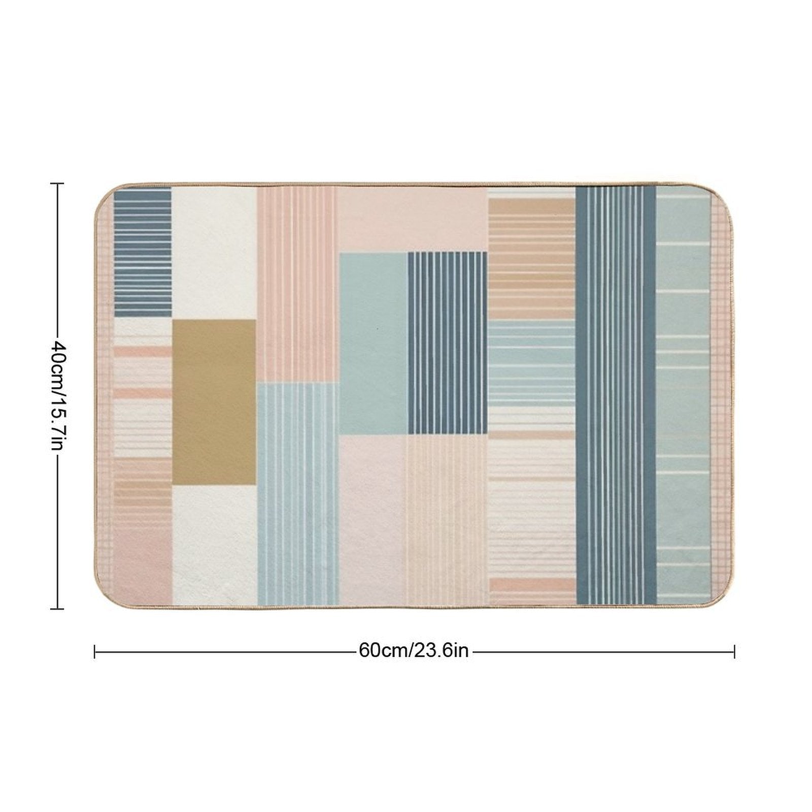 Vertical Color Block with Linier Pattern Lite Pastel Tone  High-Traffic Bath Mat