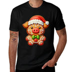 Funny Gingerbread Man Pig Christmas Womens Mens Kids  Oversized Silhouette T-Shirt