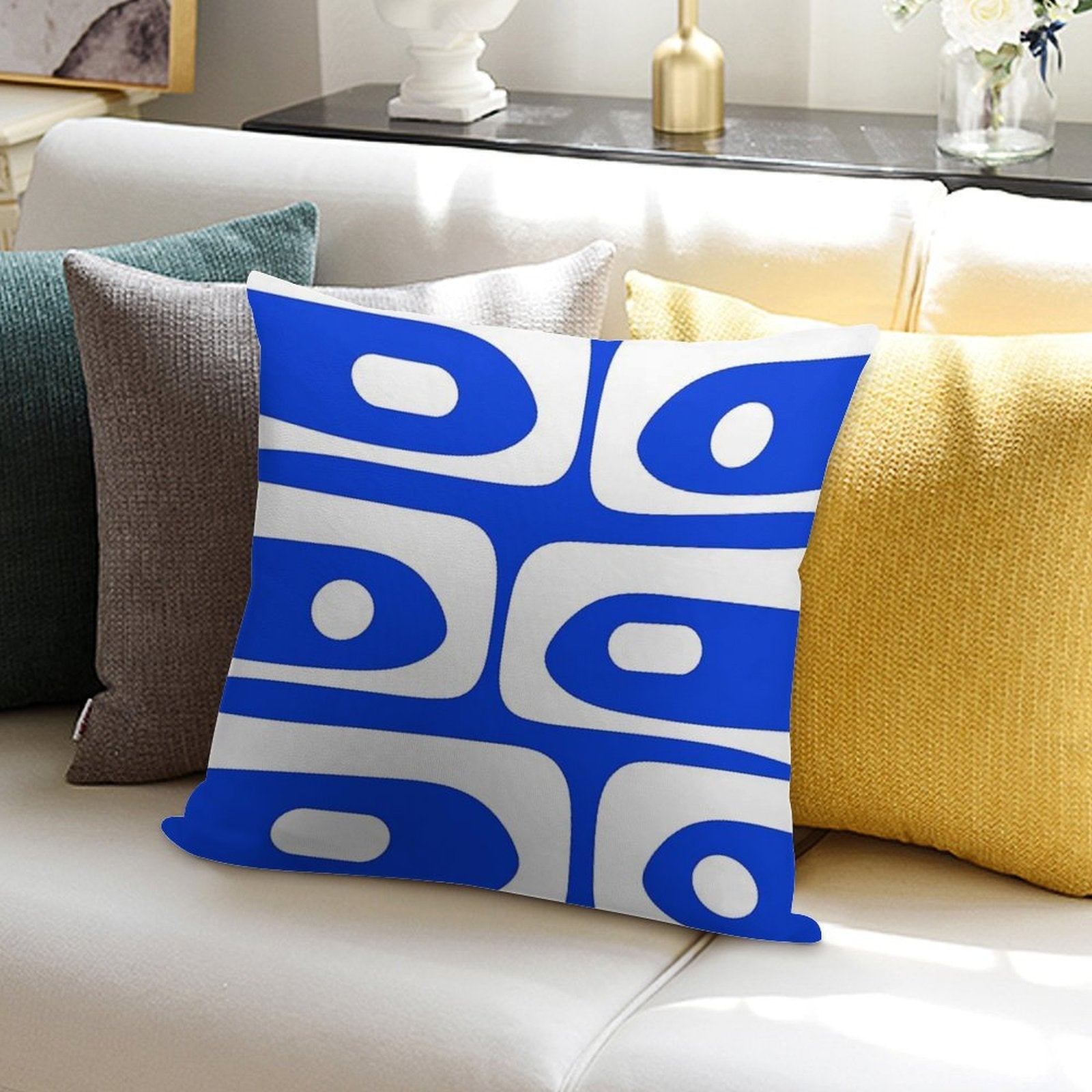 Mid Century Modern Royal Blue Piquet Bold Minimal Abstract Soft Ultra-Soft Texture Throw Pillow
