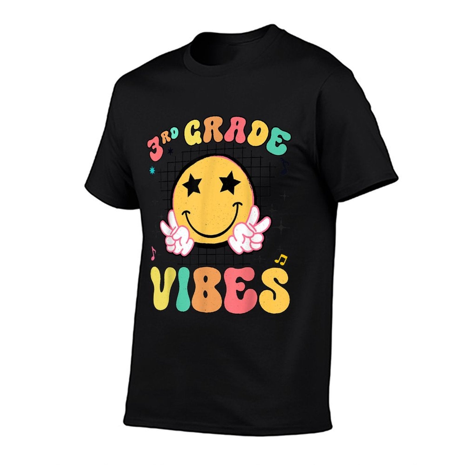 Girls 3rd Grade Vibes Smile Face Back to School Third Grade  Cotton T-Shirt