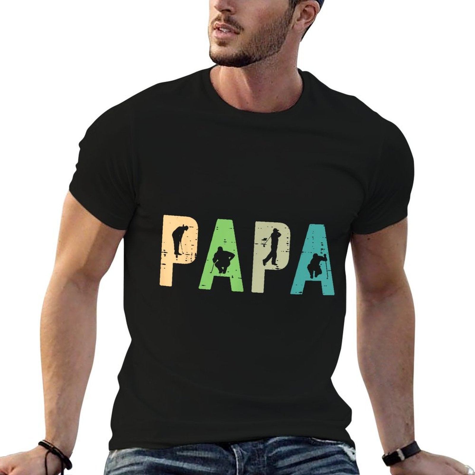Papa Golf Silhouette Cool Golfing Sport Golfer Dad Daddy Men  Soft T-Shirt