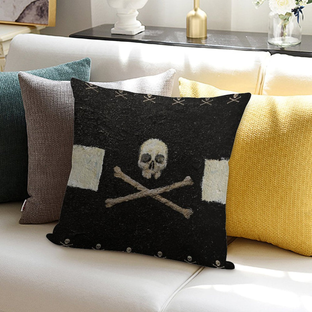 Pirate Skulls - Black Soft Skin-Friendly Throw Pillow