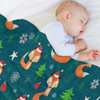 Winter Fox Christmas Holiday Lightweight Throw Blanket
