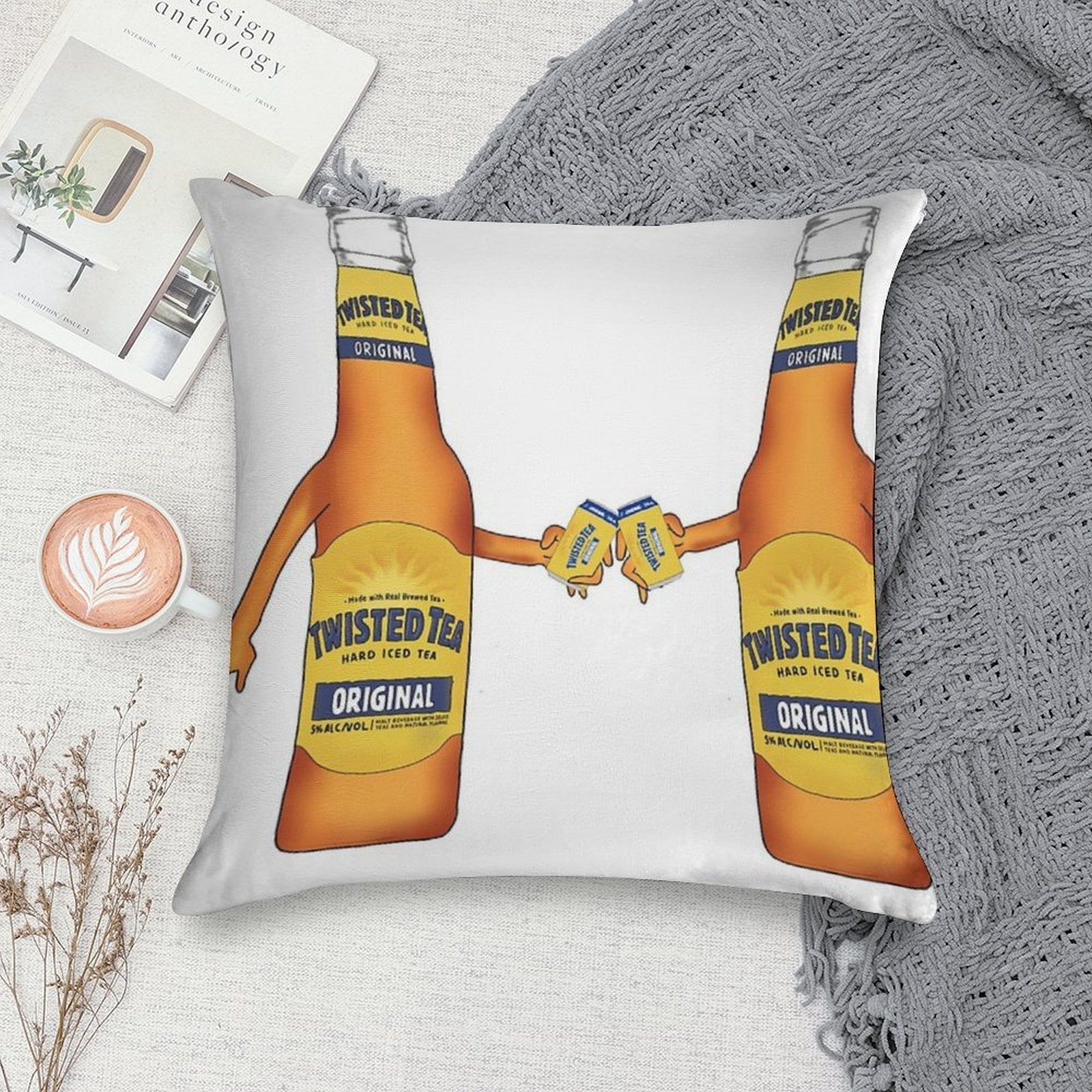 Twisted Tea Cheers Soft Shrink-Resistant Throw Pillow