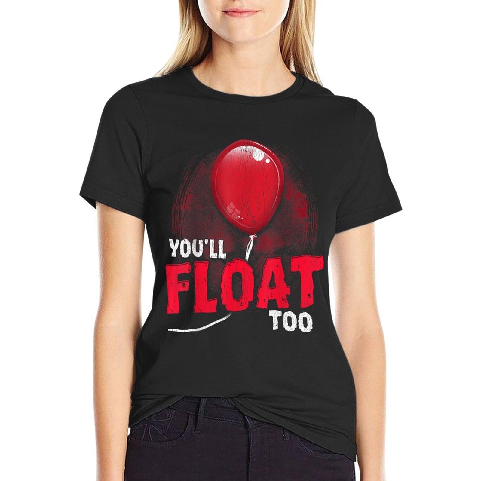 Horror Halloween Gifts Youll Float Too Halloween Horror - Unisex-Adults, Black, Small,  Wrinkle-resistant T-Shirt