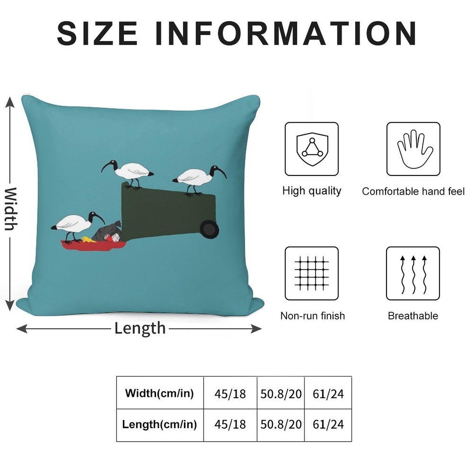 Bin Chickens Eating Lunch on Sea Blue Soft Shrink-Resistant Throw Pillow