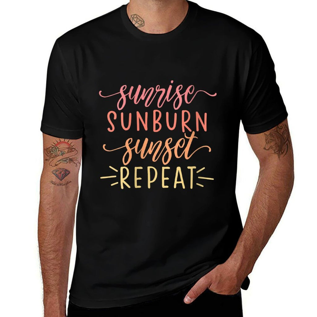 Womens Sunrise Sunburn Sunset Repeat  Polyester Blend T-Shirt