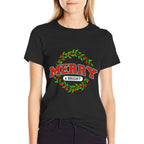 Merry And Christmas Bright Moody And Uptight Matching Couple  Summer-ready Fabric T-Shirt