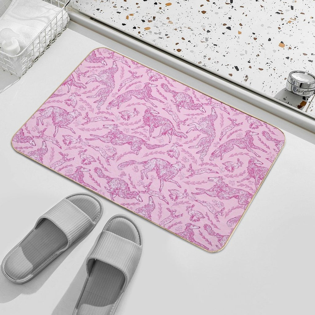 Hounds And Hares - Pink Toile  Toxin-Free Bath Mat