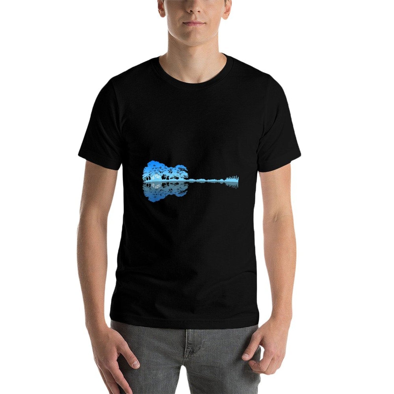Guitar Shadow Lake Love Guitar Musician Guitarist Music  Polyester Blend T-Shirt