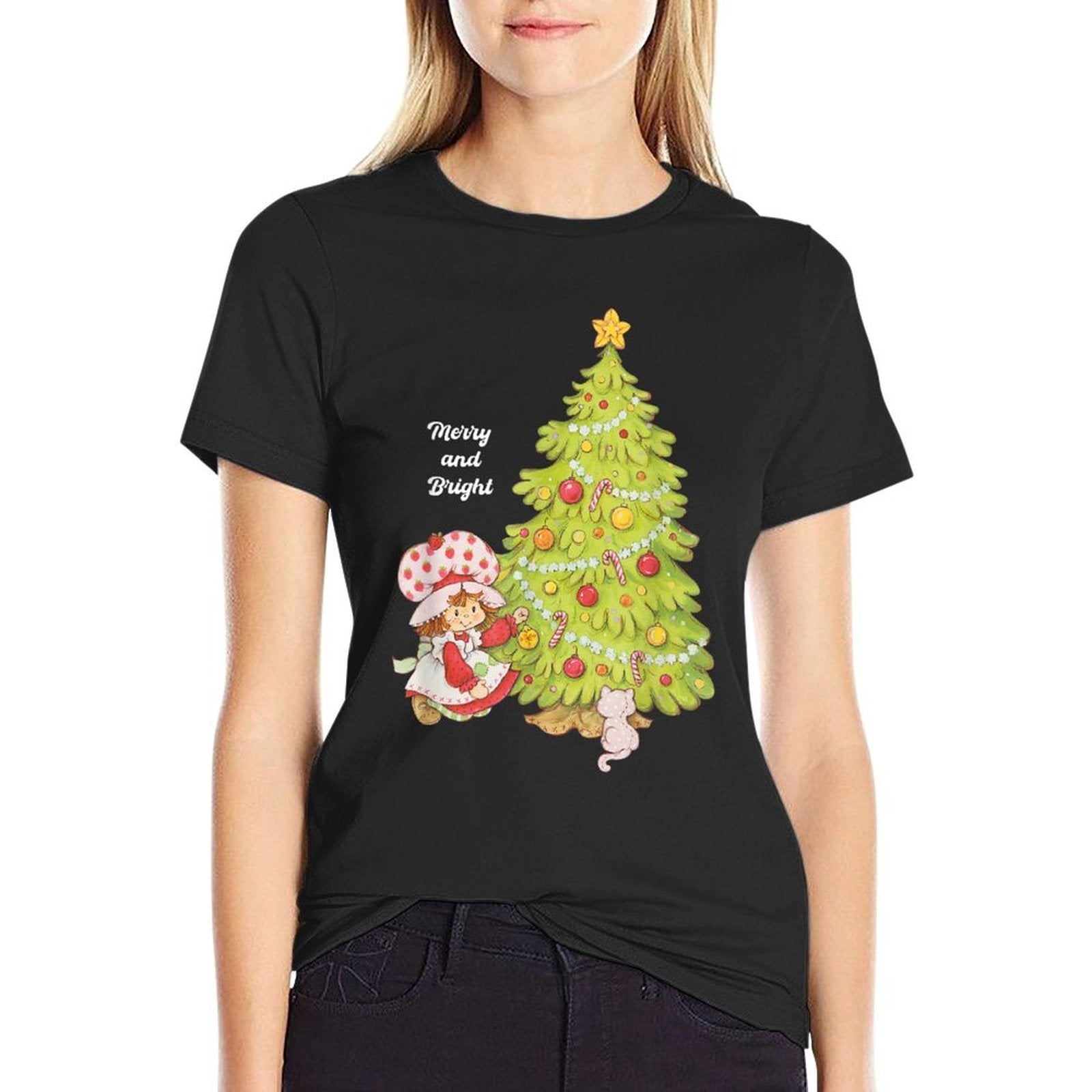 Strawberry Shortcake Merry Christmas Vintage Tree  Heathered Texture T-Shirt