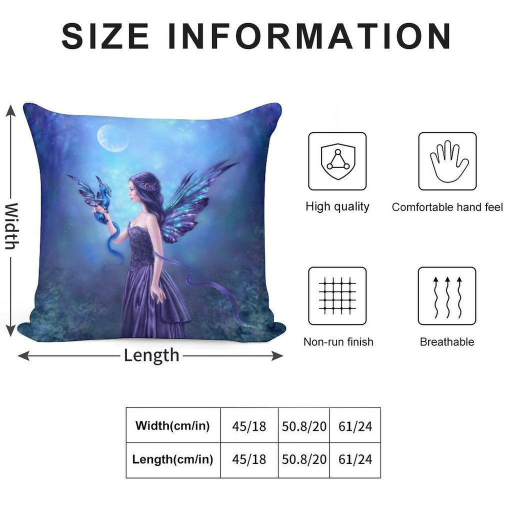 Iridescent Fairy & Dragon Soft Washable Throw Pillow