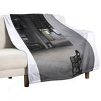 The Waiting Corner – Liminal Bench Scene at Night Machine-washable Throw Blanket