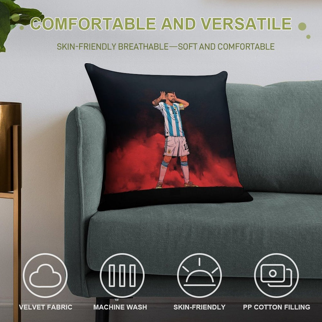 Leo Messi Celebration Vs Netherlands Soft Reinforced Edging Throw Pillow