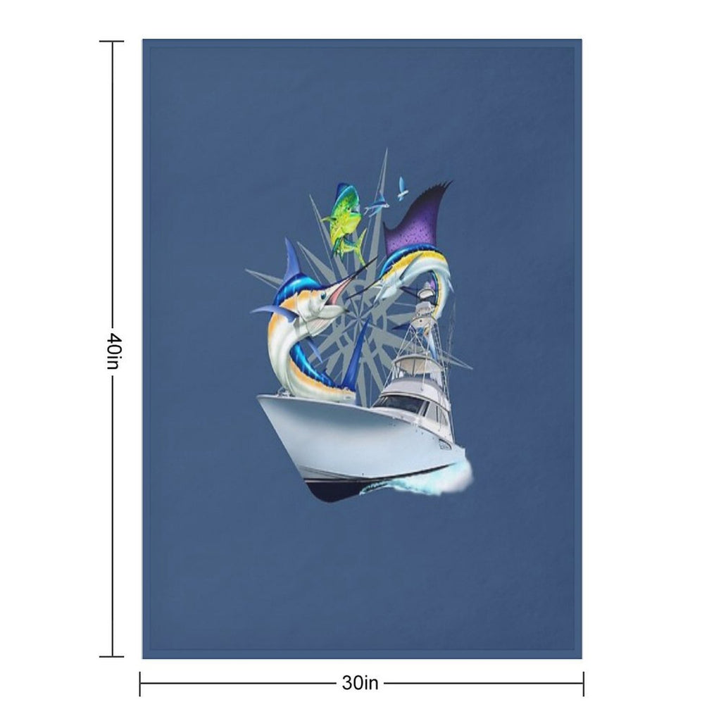 Offshore Billfish - Blue Marlin, Sailfish, Mahi Mahi, Viking Yacht Anti-pilling Throw Blanket