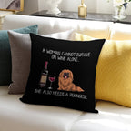 Pekingese And Wine Funny Dog Soft Short Plush Fabric Throw Pillow