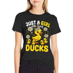 Cute Duck Lover Girls Kids Just A Girl Who Loves Ducks  Trendy Pattern T-Shirt