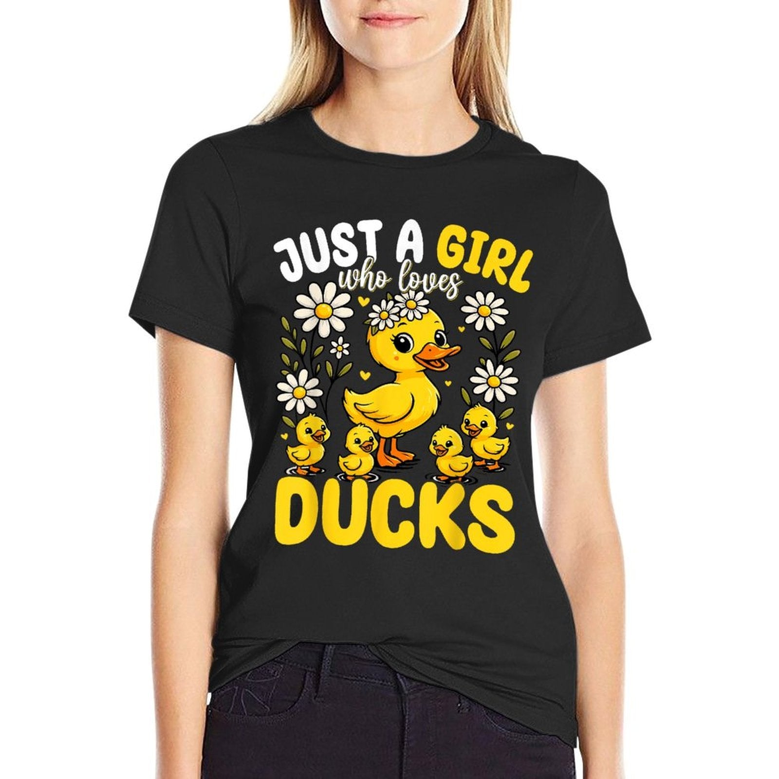 Cute Duck Lover Girls Kids Just A Girl Who Loves Ducks  Trendy Pattern T-Shirt