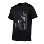 Thin Blue Line K-9 German Shepherd Police Dog Gift Men  Ribbed Collar T-Shirt