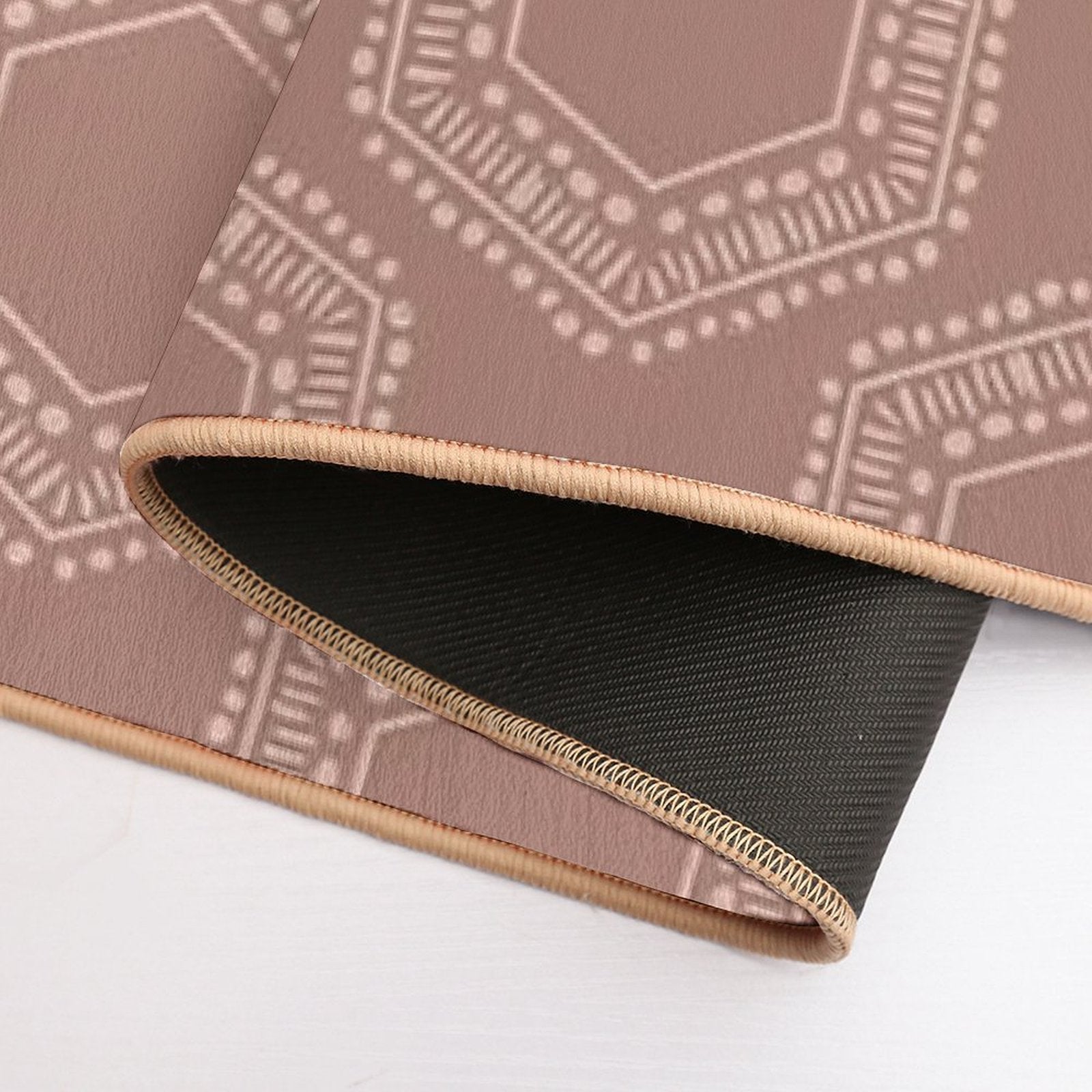 Hexagon Boho Minimalistic Home Decor Pattern  Easy Maintenance Bath Mat