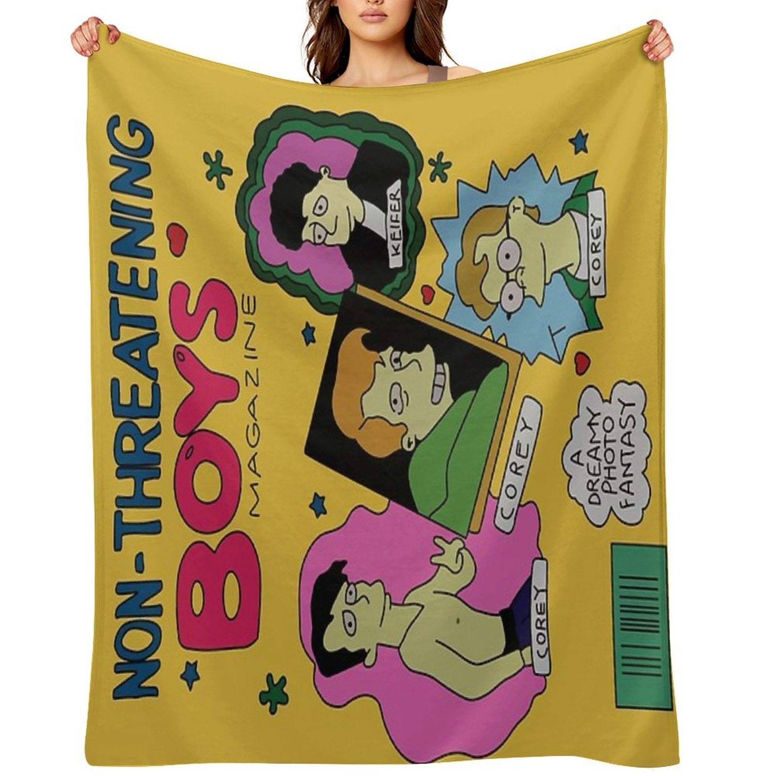 Non-Threatening Boys Magazine Quick-dry Throw Blanket