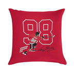 Connor Bedard Blackhawks #98 Signature Art Soft Washable Throw Pillow