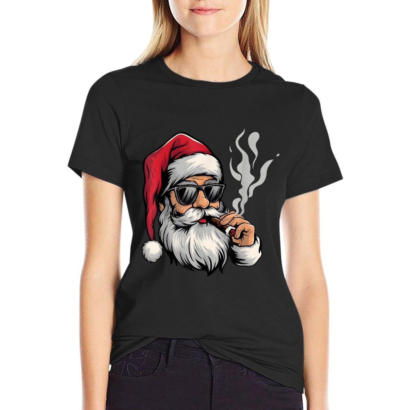 Cool Santa Smoking Cigar Funny Holiday Christmas Design  Odor-resistant T-Shirt