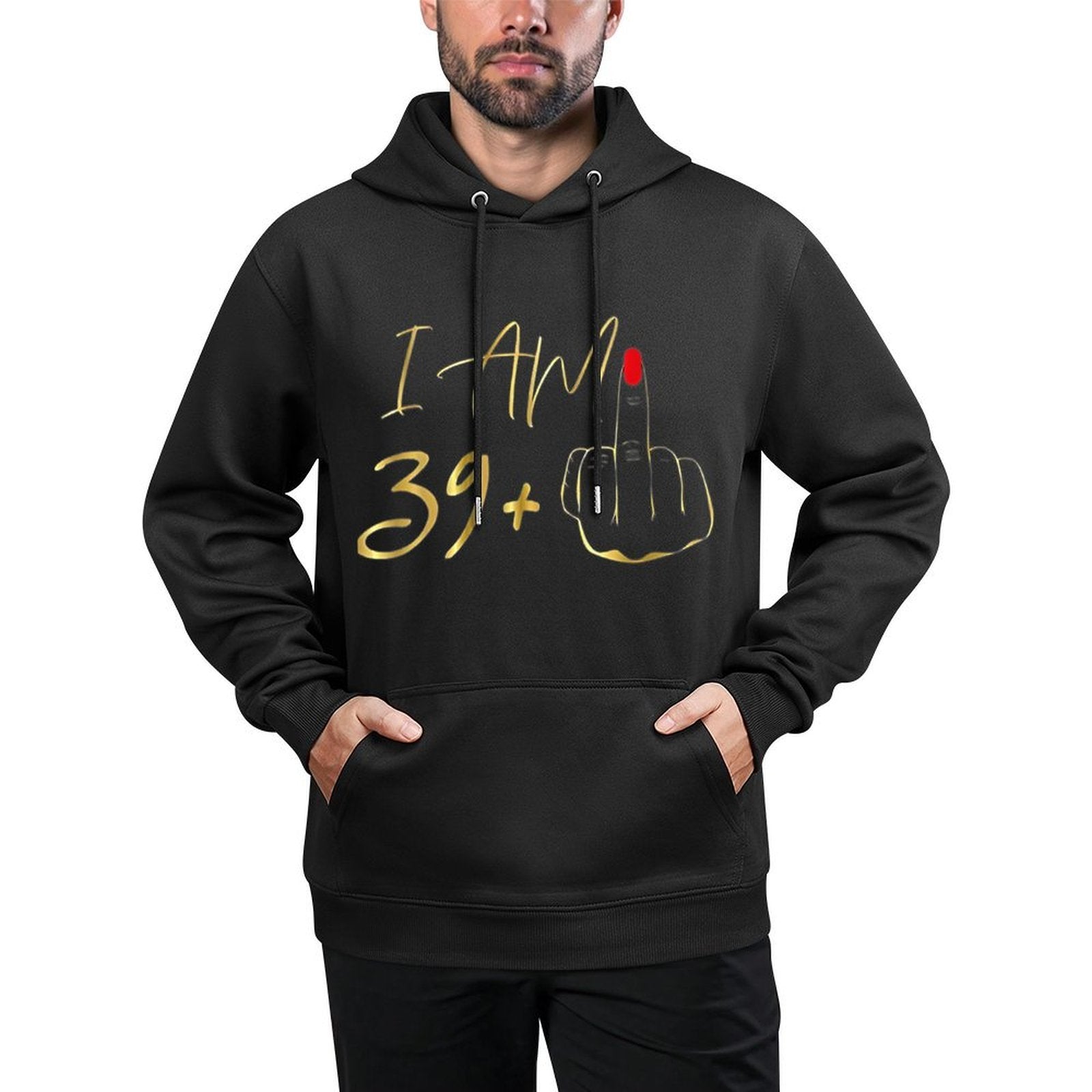 Womens I Am 39 Plus 1 Middle Finger For A 40th Birthday Kangaroo Pocket Hoodie