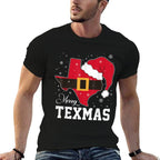 Funny Texas Merry Texmas Christmas State Santa Hat Clothing  Durable T-Shirt