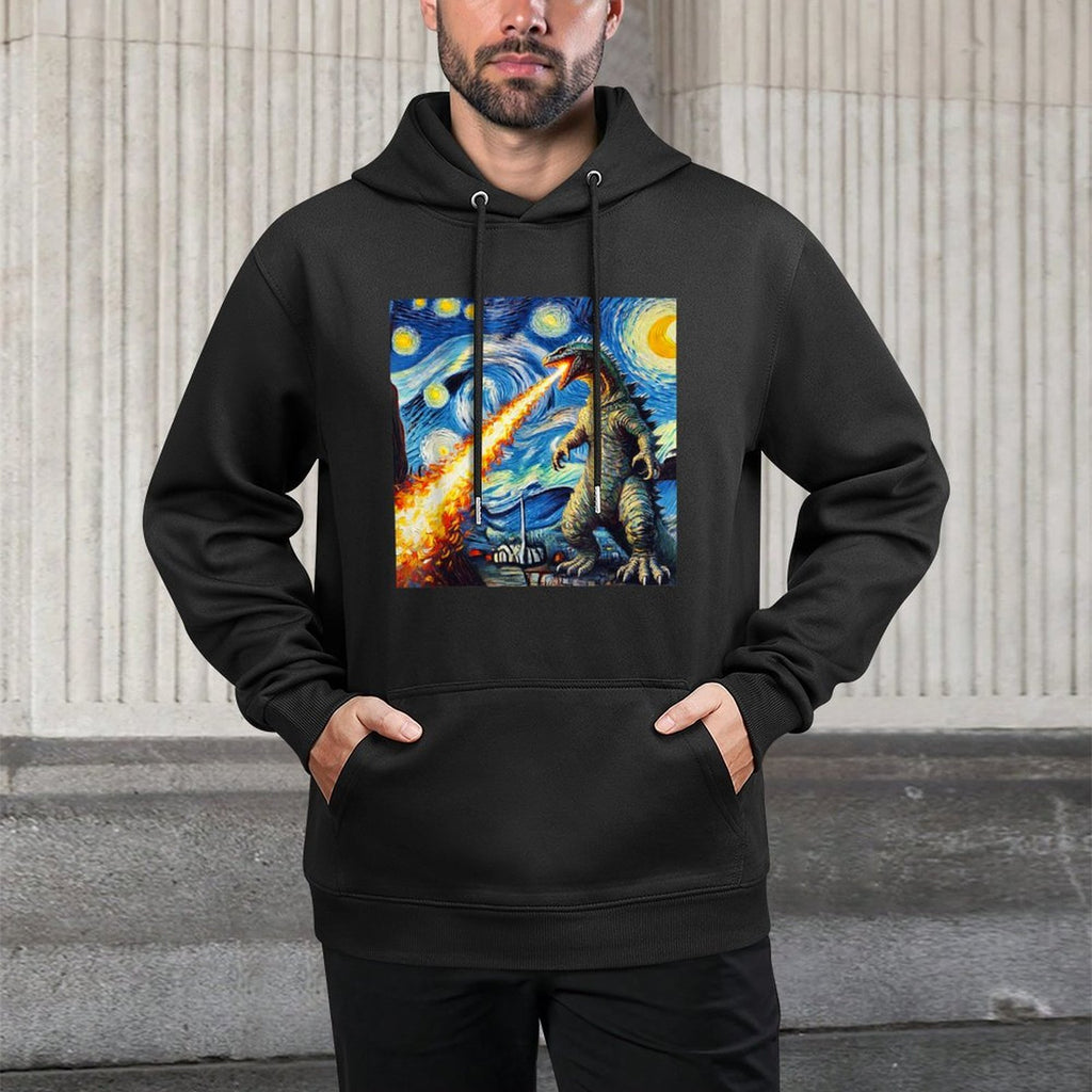 Japanese Monster Kaiju Van Gogh Starry Night Cotton-Polyester Blend Hoodie