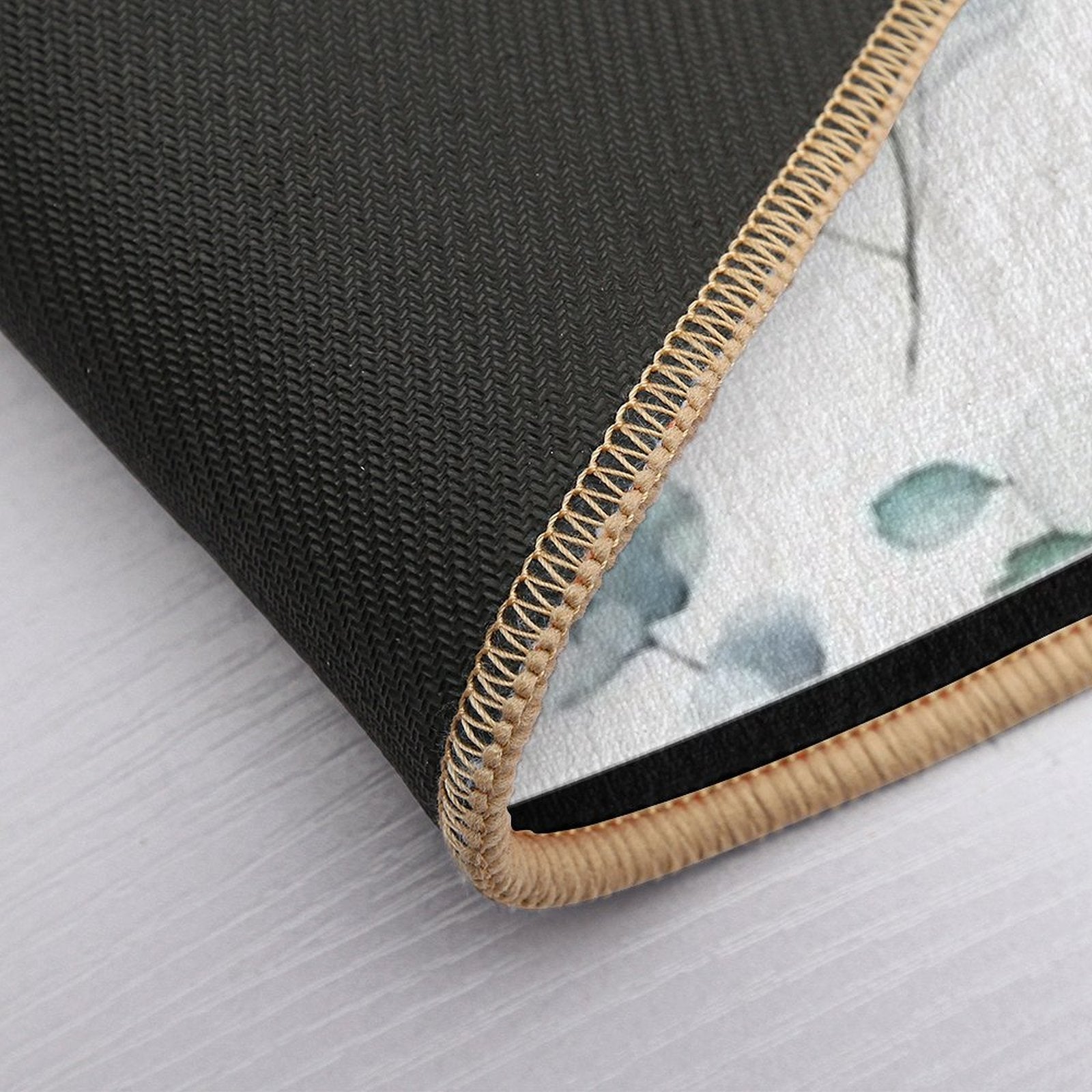 Floral Trailing Eucalyptus in Soft Greens Plants Leaves  Eco-Friendly Bath Mat