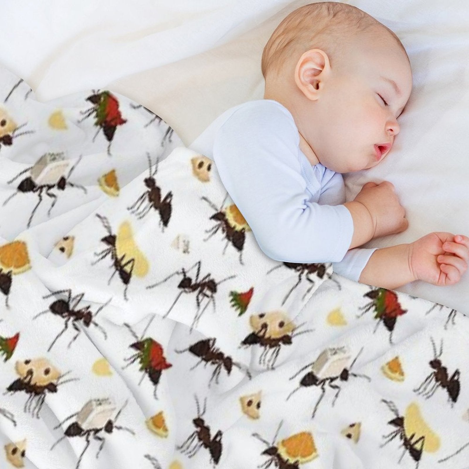 Ants Carrying Snacks Plush Throw Blanket