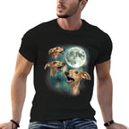Three Whippet Moon  3 Whippet Funny Weird Dog Meme for Men Women Comfortable T-Shirt