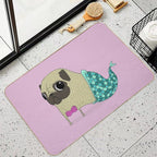 Mermaid Pug  Stain-Proof Bath Mat