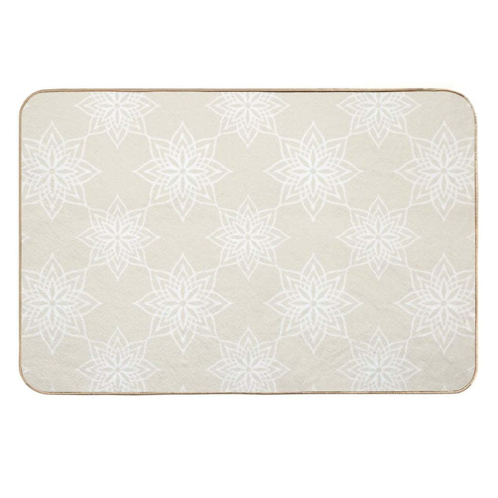 Lace Snowflakes on Cream  Easy To Clean Bath Mat