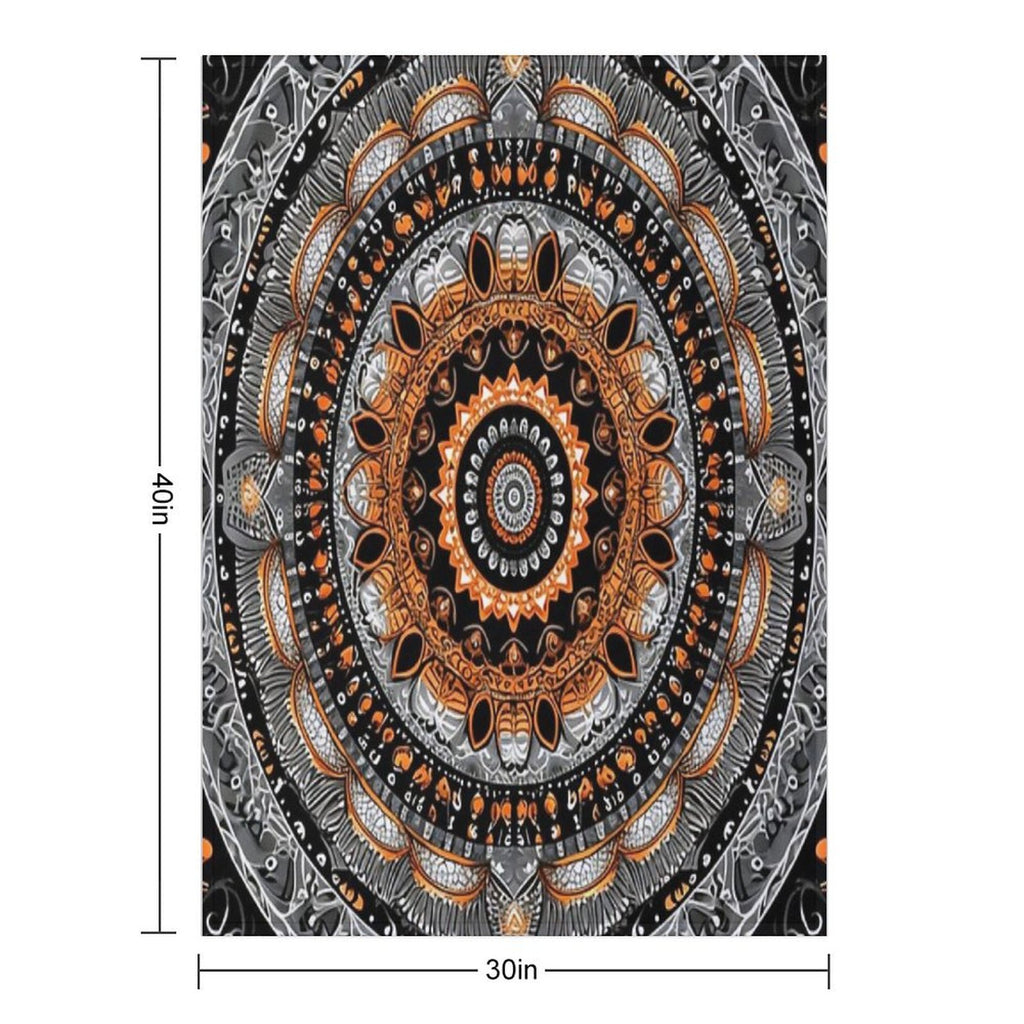 Orange Silver Gold Circular Design Background, in The Style of Kaleidoscopic Designs, Light Violet Machine-washable Throw Blanket