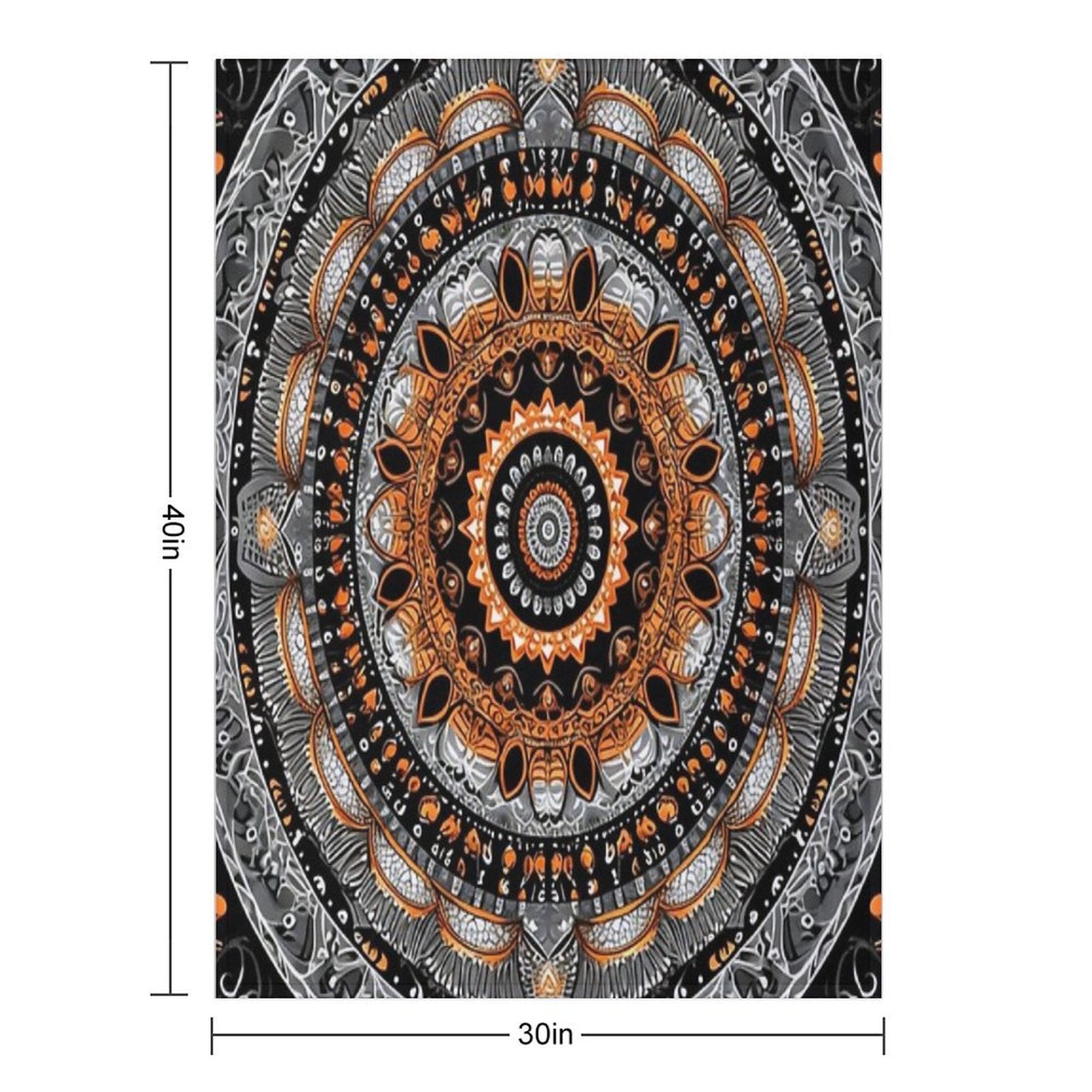 Orange Silver Gold Circular Design Background, in The Style of Kaleidoscopic Designs, Light Violet Machine-washable Throw Blanket