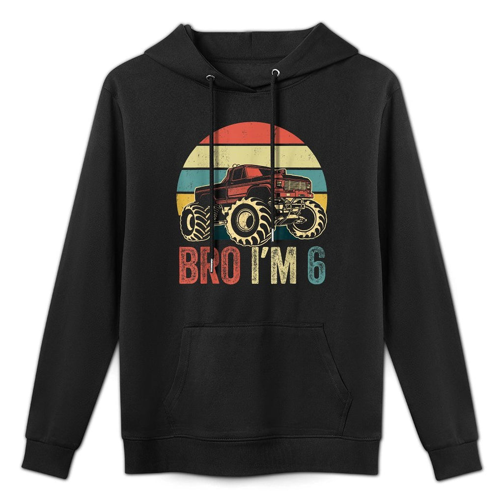 Bro I'm 6 Monster Trucks 6th Birthday Boy Jam Retro Boys Layering Staple Hoodie