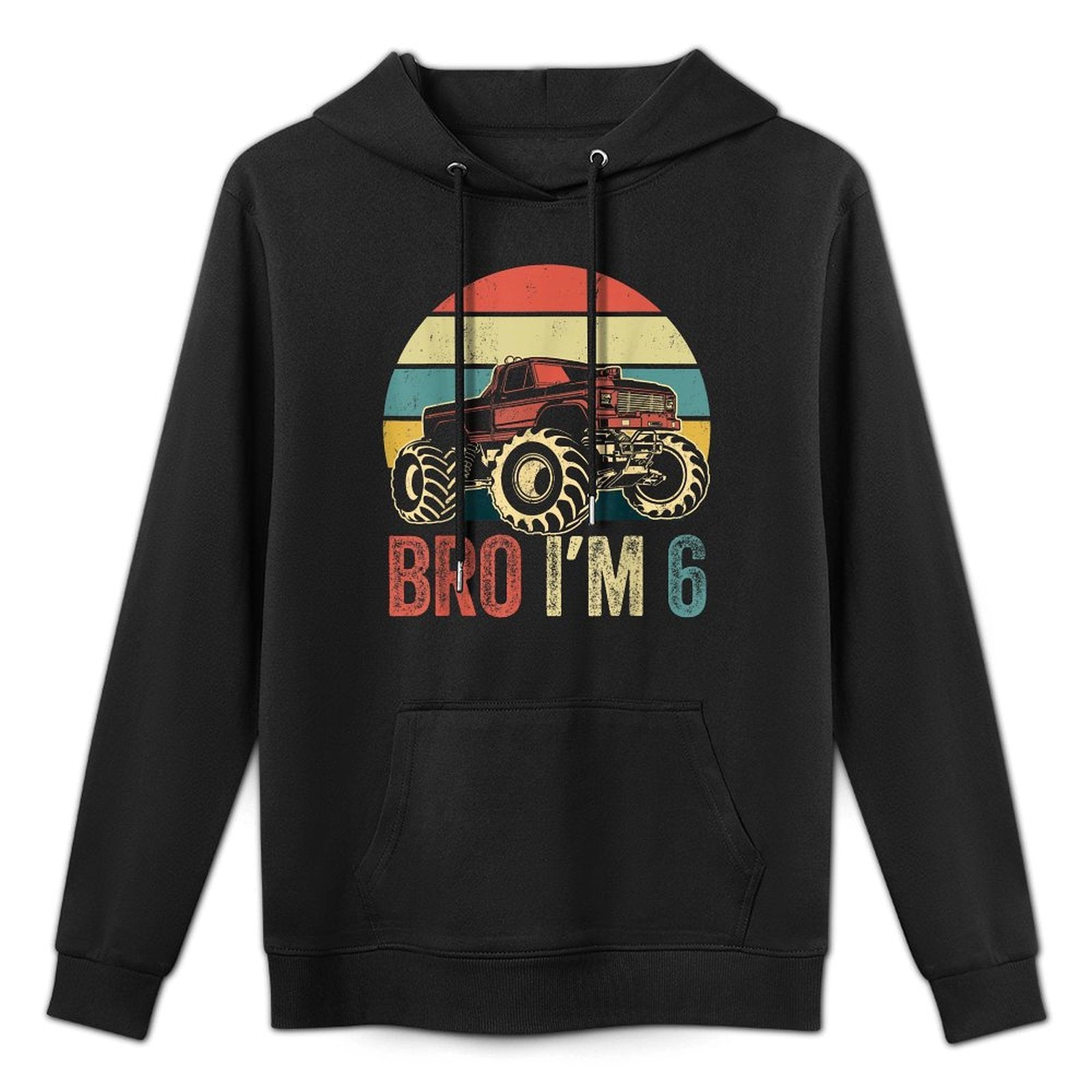 Bro I'm 6 Monster Trucks 6th Birthday Boy Jam Retro Boys Layering Staple Hoodie
