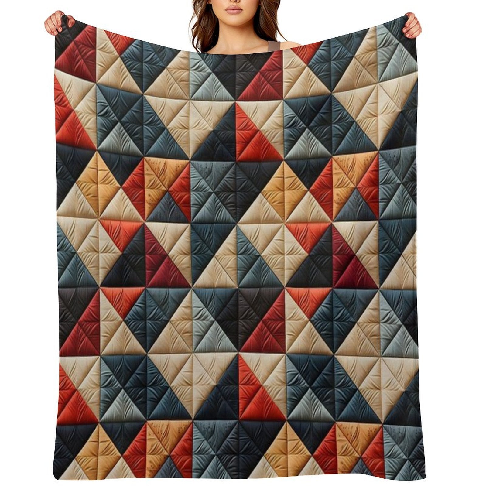 Vintage Geometric Patchwork Pattern Gift-ready Throw Blanket