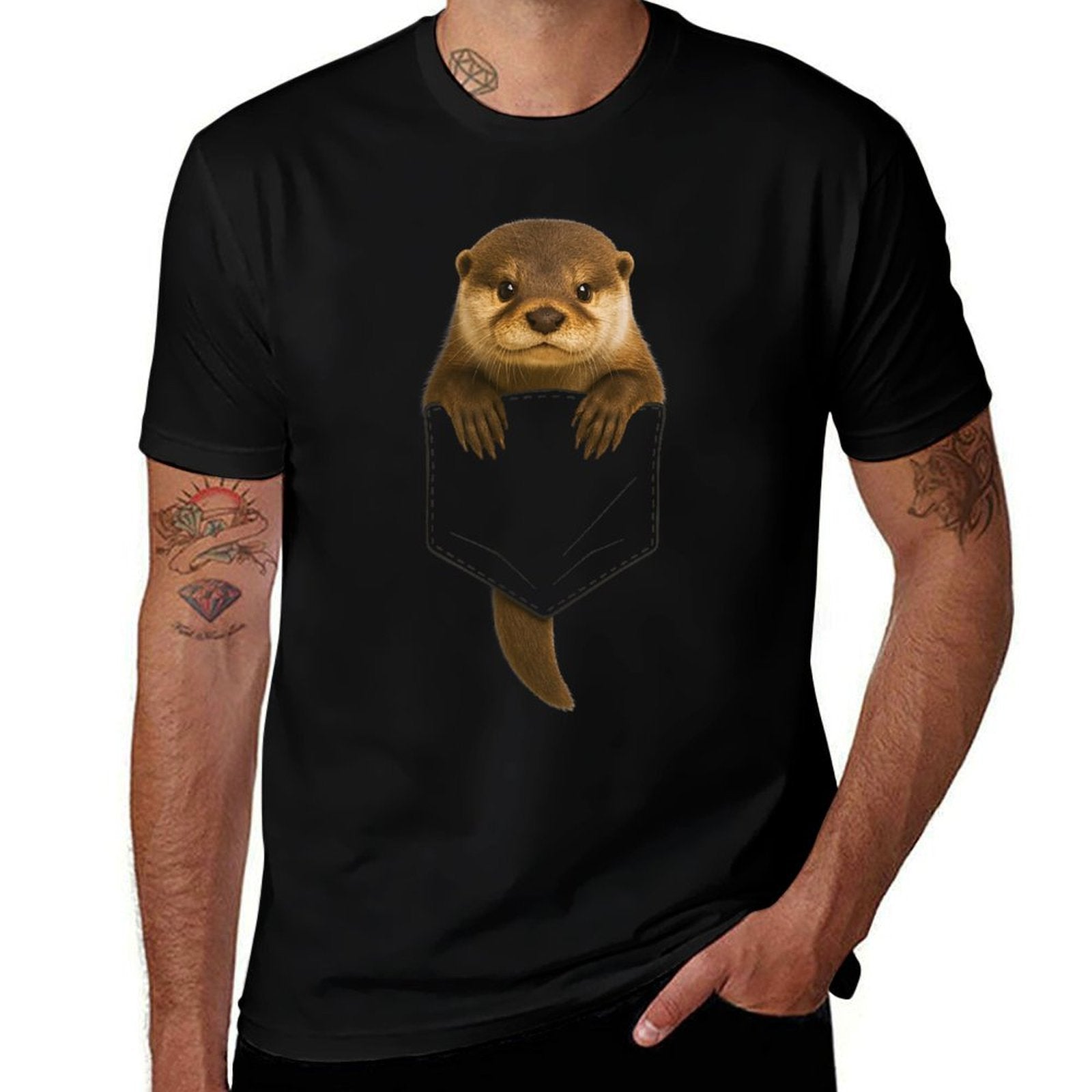 Cute Otter Pocket Funny Gifts For Men Women Kid Otter Lovers  Odor-resistant T-Shirt