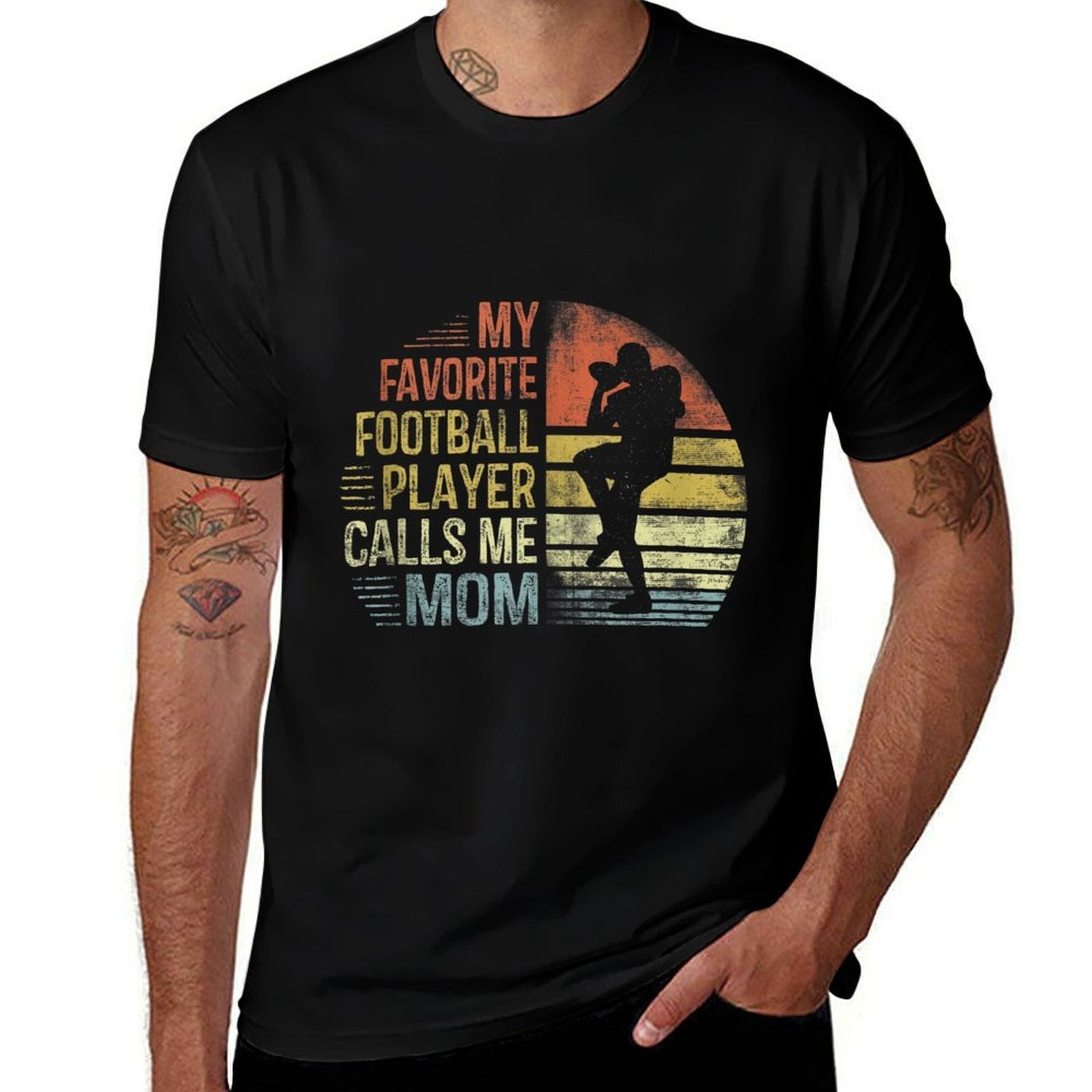 My Favorite Football Player Calls Me Mom Mama Gifts  Oversized Silhouette T-Shirt