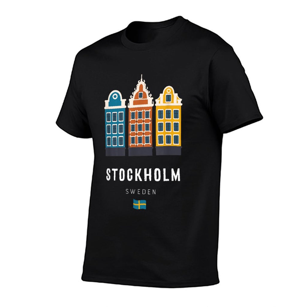 Stockholm Sweden Scandinavian Old Town Colorful Buildings  Relaxed-fit T-Shirt