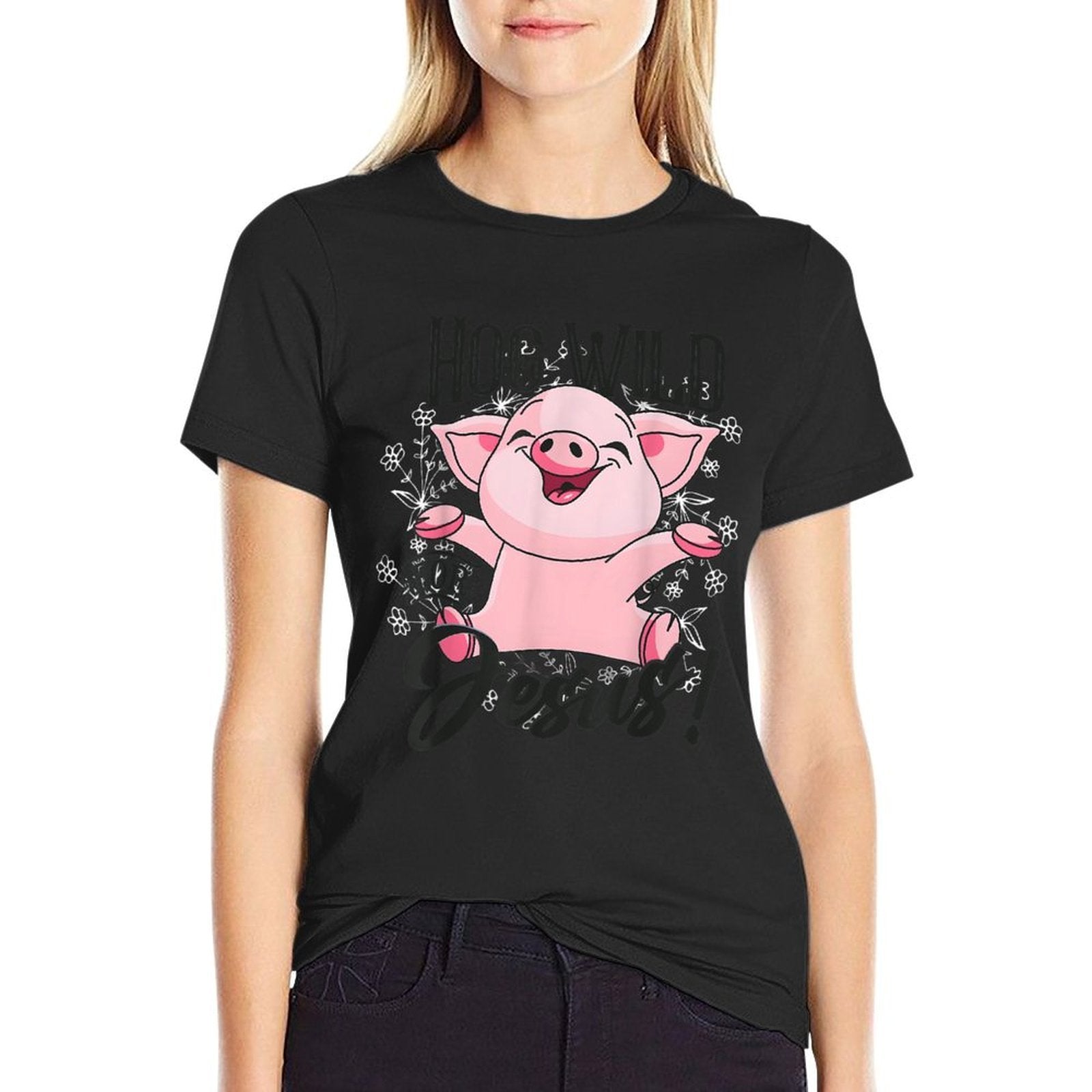 Hog Pink Funny Wild For Jesus Meme Cute Christian  Durable T-Shirt