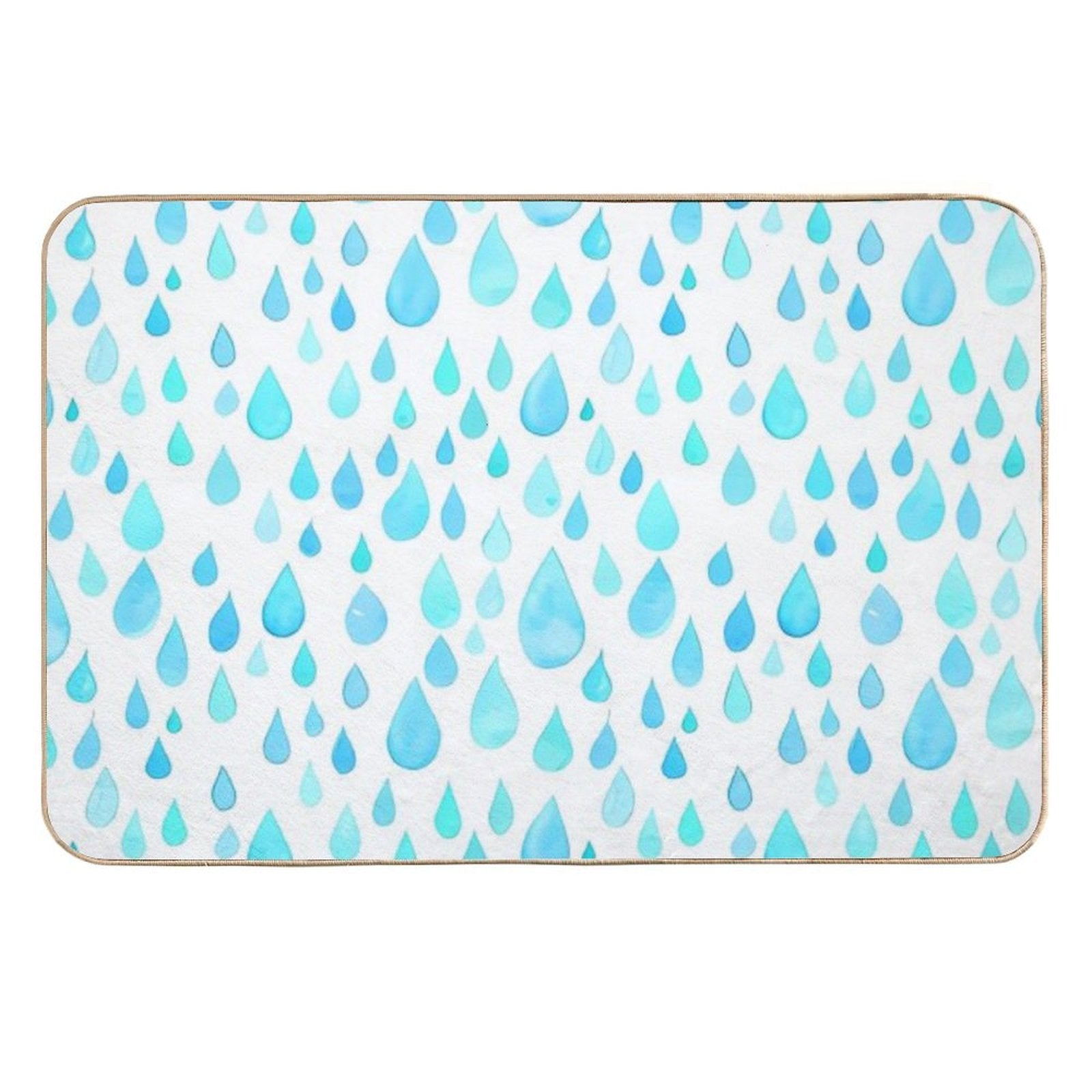 Blue Watercolor Drop Shades Art  Repositionable Bath Mat