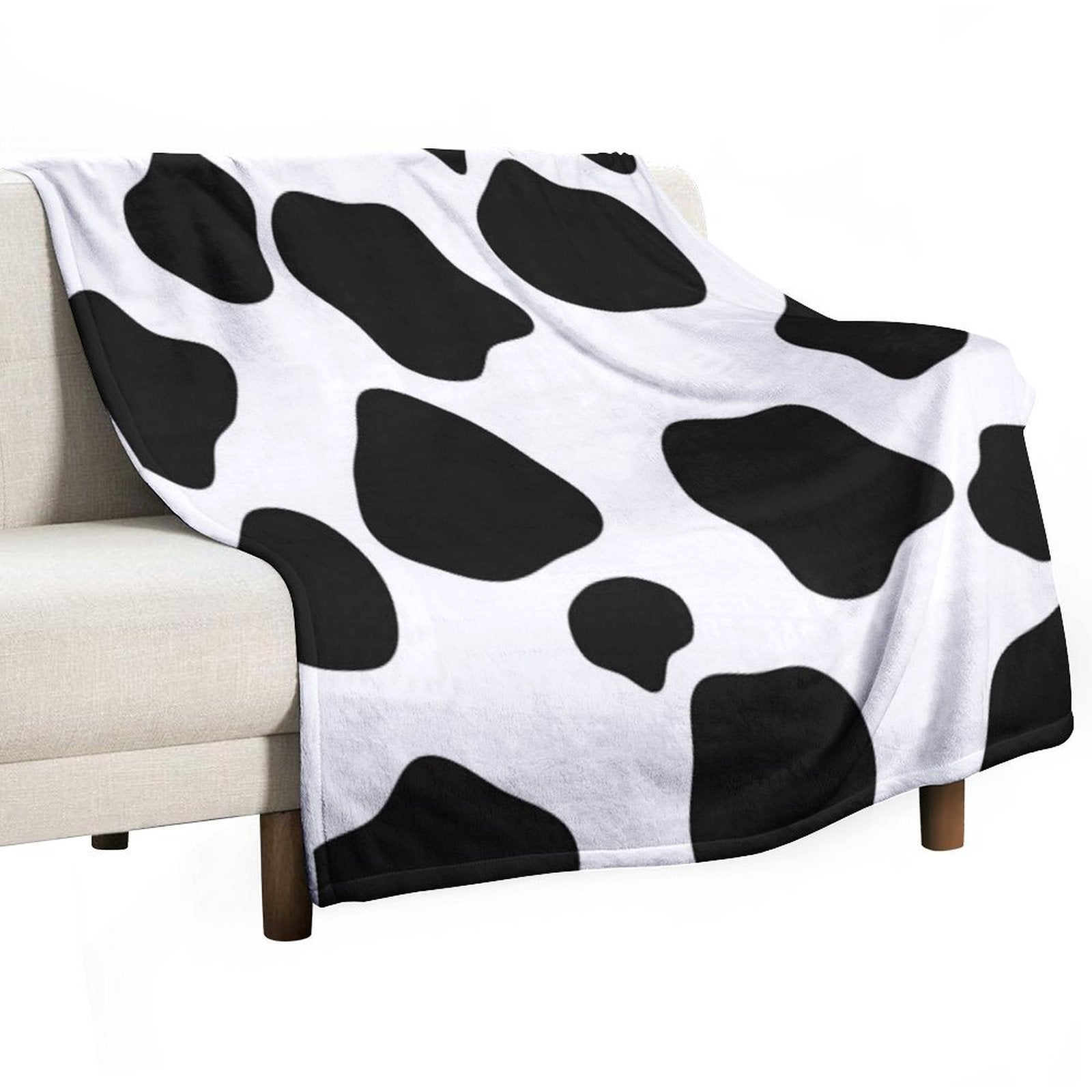 Cow Print Machine-washable Throw Blanket