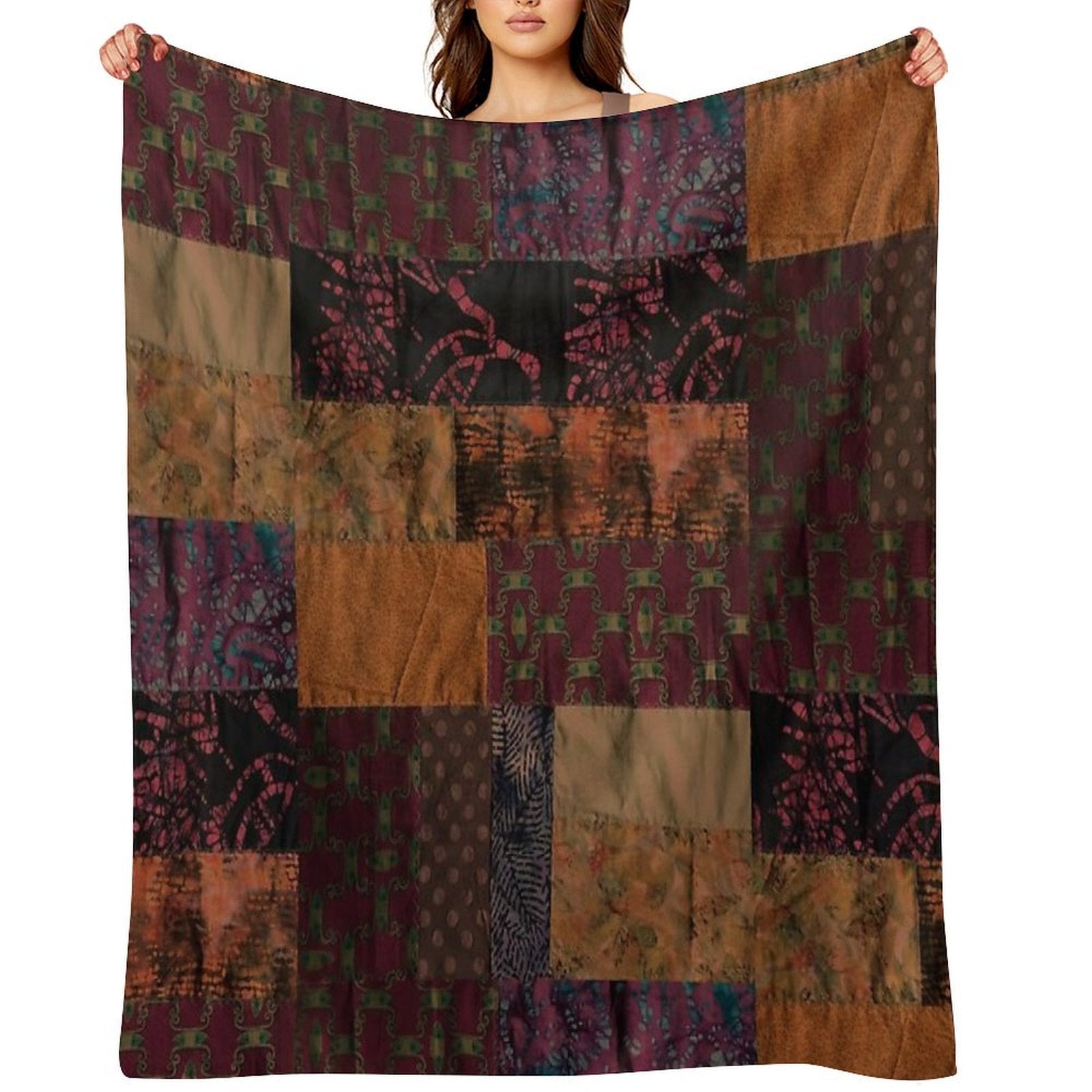 Red Textiles, Mixed Media, Fiber Artist All-season Throw Blanket