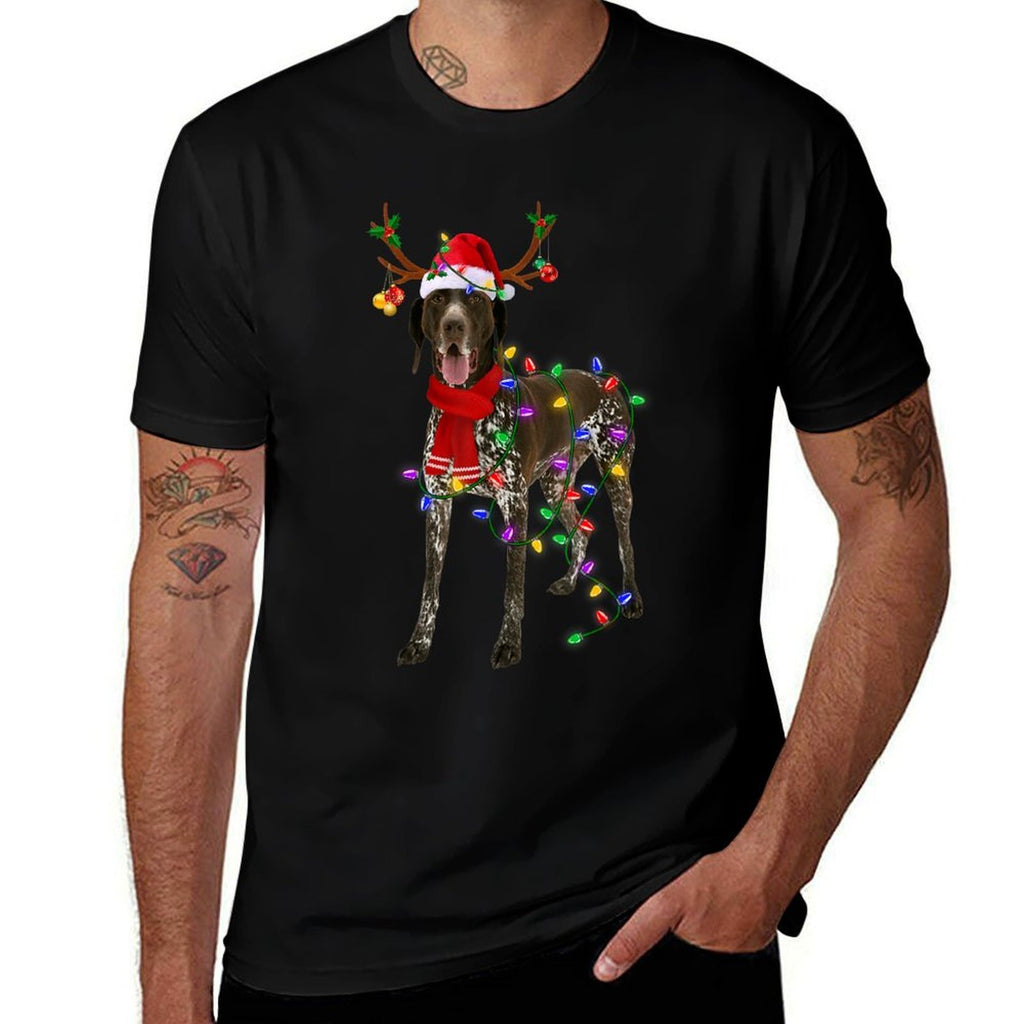 German Shorthaired Pointer Dog Tree Christmas Lights Pajama Comfortable T-Shirt